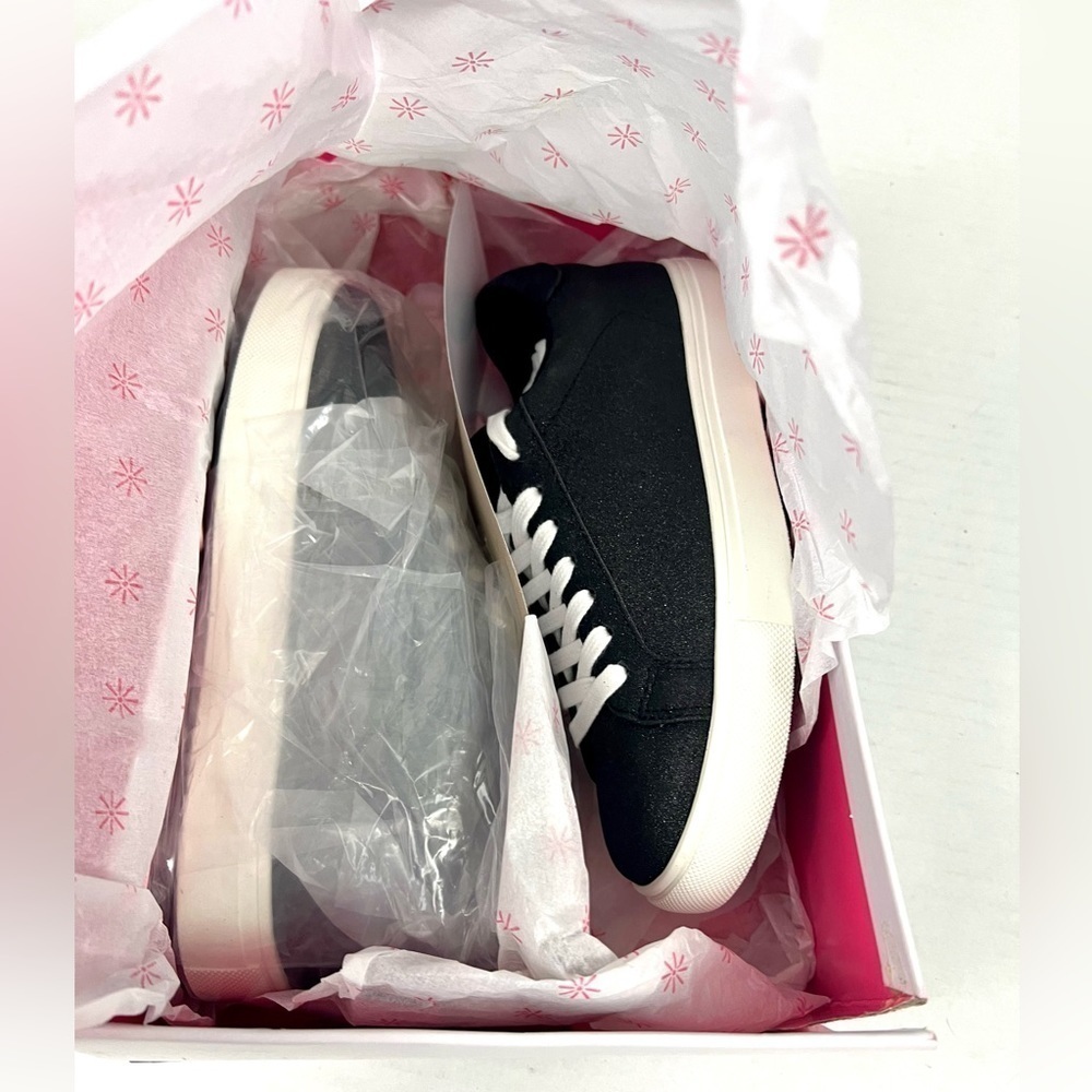 NIB - Isaac Mizrahi Live! Lace-Up Black Glitter Sneakers - Size 5.5 - Picture 7 of 8